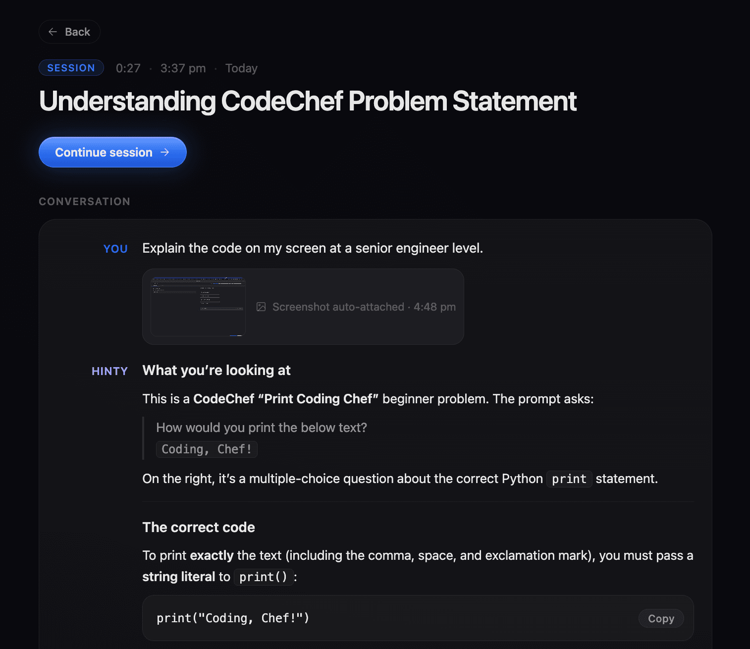 Every answer has context in Hinty